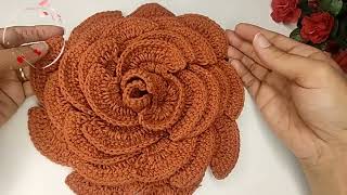 🌹Aprenda a fazer uma MEGA ROSA de crochê crochet [upl. by Eelrahs]