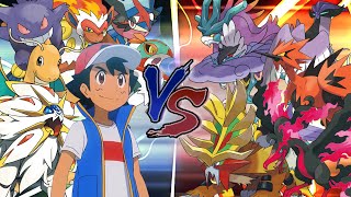 Legendary Pokemon Battle Ash Vs Legendary Beasts and Birds Galarian amp Paradox [upl. by Helmut]