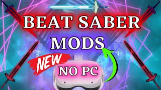 HOW to install Beat Saber MODS Oculus Quest 2 NO PC  Custom Sabers  Custom Blocks  Custom Walls [upl. by Zobe]