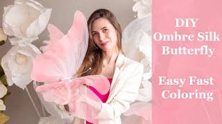 DIY Giant Ombre Silk Butterfly with Foldable Wings Stepbystep Tutorial Boho Style home decor idea [upl. by Anelec]