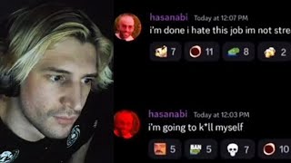 xQc Reacts to Hasan Threatening to Kll Himself [upl. by Akehsat453]