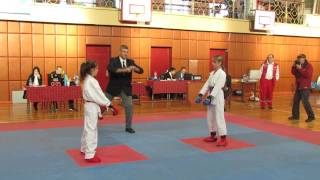 Tukums open 16 karate championship Girls kumite U14 45kg [upl. by Ynaffital]