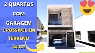 ✅SOBRADO PEQUENO 2 QUARTOS COM GARAGEM PARA TERRENO 4x12 [upl. by Irahc520]