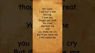 Oh Carol Lyrics  Neil Sedaka oldclassicsong lovesong lyrics [upl. by Aniras]