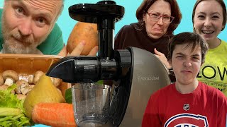 We Drank Potatoes amp Other Things  Family Juice Challenge  AMZ Chef Slow Masticating Juicer Review [upl. by Sairacaz379]