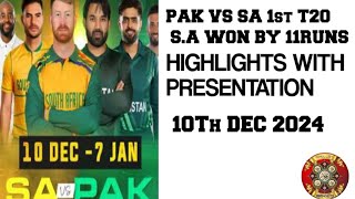 HIGLIGHTS WITH PRESENTATION PAK VS SA DEC 102024 1st T20 [upl. by Teerprah446]