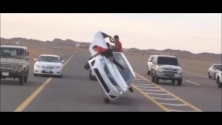 Driving a Car With Two Wheels  Saudi Arabians Crazy Drivers [upl. by Oaht]