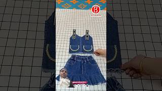 Old Waste Clothes Transformation into children Skirtforyou fashion frockdesign shortsvideo [upl. by Aehta]