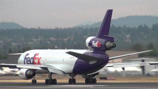 FedEx N303FE MD1030 DC10 Takeoff Portland Airport PDX [upl. by Siravrat347]