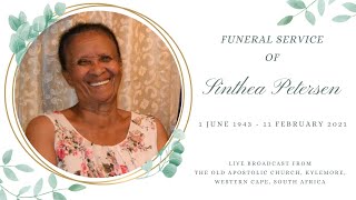 Funeral service of Sinthea Petersen  Thursday 18 February 2021  10am [upl. by Zak]