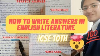 How to write answers in English literature  ICSE 10 Boards  Score💯 [upl. by Seraphine453]