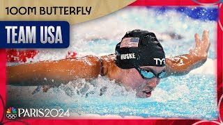 Torri Huske Gretchen Walsh go GOLDSILVER for Team USA in 100m butterfly  Paris Olympics [upl. by Nedah]