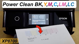 Epson XP 8700 Power Cleaning BK Y M C LC LM Ink Cartridges Clean clogged Printheads Quickly [upl. by Kuhlman]