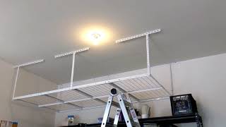 Installation of Fleximounts Classic Overhead Garage Storage Rack [upl. by Oicnedurp]