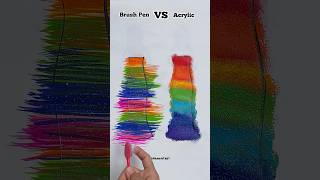 Brush Pen VS Acrylic Colour  Rainbow Art Dress 🌈✨🤩 shorts art satisfying [upl. by Nnylav]