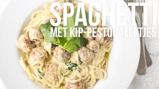 RECEPT Spaghetti met kippesto balletjes  OhMyFoodness [upl. by Mccarty945]