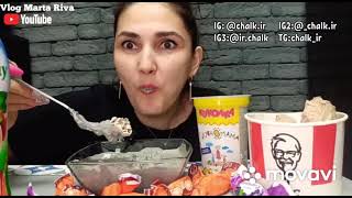 ASMR  mukbang  marta riva eating blue clay paste with turkestan bites  marta riva eat clay [upl. by Lekcar]