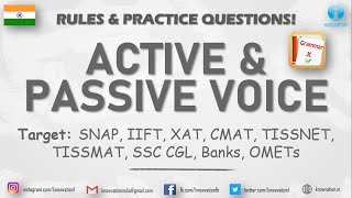 Active amp Passive Voice  Conversion Rules amp Practice Questions  SNAP IIFT XAT TISSNET CMAT SSC [upl. by Eddana39]