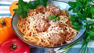 🍅 Klopsiki w sosie pomidorowym 🍝 Pikantne pulpety  makaron w sosie pomidorowym 🌶 Nasze dania [upl. by Natelson370]