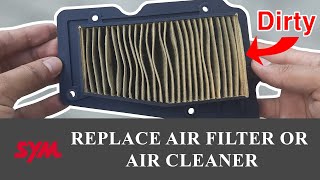 How to Replace Air Filter or Air Cleaner  Scooter Motorcycle  SYM 125 Jet Power [upl. by Adnam421]