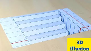 3D Stairs drawingEasy 3D drawing on paper [upl. by Yenrab548]