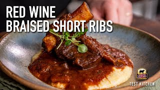 Classic Red Wine Braised Short Ribs Recipe [upl. by Nereil]