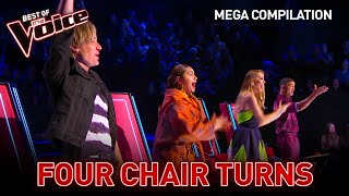 EVERY 4 CHAIR TURN on The Voice 2022 so far  Mega Compilation [upl. by Ayila]