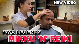 Reiki Master Taking Head massage from Mikku Barber two Lengendary IndianBarber In single frame ASMR [upl. by Anahpets]