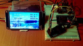 ESP32 Nextion weather forecast station test  20171119 [upl. by Ahtanoj575]