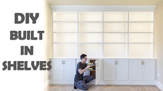 DIY Built In Shelves Library Cabinets [upl. by Senhauser485]