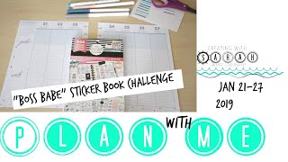 PLAN WITH ME  Jan 2127th 2019  ONE STICKER BOOK CHALLENGE  BOSS BABE  THE HAPPY PLANNER [upl. by Lashonde]