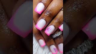 nails acrylicnails naildesign mulalonails nailinspo frenchienails frenchie shortnails [upl. by Acina]