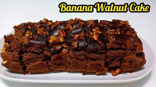 How To Make Eggless Banana Cake  How To Make Banana Walnut Cake  Easy Banana Walnut Cake Recipe [upl. by Nyl339]