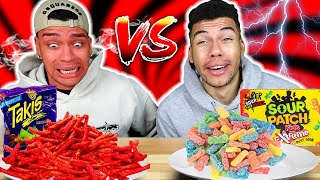 SCHARFES ESSEN VS SAURES ESSEN CHALLENGE   Kelvin und Marvin [upl. by Anada]