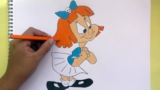 Dibujando y coloreando a Elvira Duff Looney Tunes Drawing and coloring Elvira Duff [upl. by Carman]