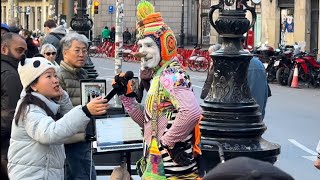 Karcocha Street Art in The Rambla Barcelona 2024 Comedy improvisation 🇪🇸 [upl. by Alessig]