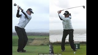 Bernhard Langer golf swing  Driver downtheline amp faceon views July 2017 [upl. by Reerg]