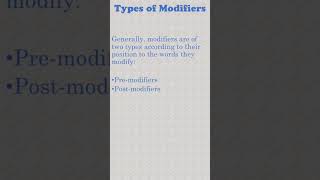 Types of Modifiers English Grammar [upl. by Kcirrez633]