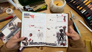 OCTOBER monthly plan with me  Hobonichi Cousin Avec  Halloween decor [upl. by Amalbena]