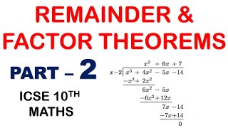 REMAINDER amp FACTOR THEOREMS part2  ICSE 10th Mathematics [upl. by Dajma]