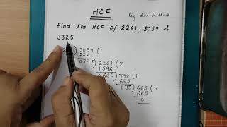 Find HCF of 2261 3059 amp 3325 by division method  hcf of 3 numbers by division method [upl. by Bocaj]