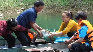 Harvesting shrimp on the hydroelectric lake bed to make dried shrimp [upl. by Reseta743]