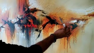 Abstract painting  Demonstration of abstract painting quotPainted Rythmquot  Acrylics [upl. by Artenak76]