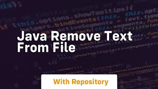 java remove text from file [upl. by Yurik]