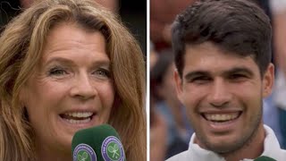 Carlos Alcaraz stops BBC Wimbledon interview with Annabel Croft to ask burning question [upl. by Merline]