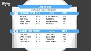 Camberley CC Sun 1st XI v Watford Town CC 1st XI [upl. by Anaiek]