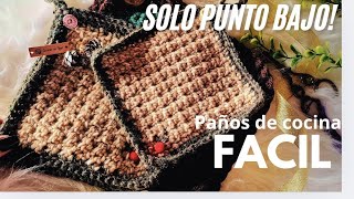 Detalles a crochet fáciles para regalar 🌟 Paños de cocina solo punto Bajo crochetparaprincipiantes [upl. by Attolrac]