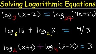 Solving Logarithmic Equations With Different Bases  Algebra 2 amp Precalculus [upl. by Irrok]