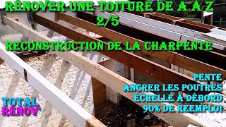 Construire une charpente en bois 1 pans échelle à débord rives Rénover sa toiture de A à Z 25 [upl. by Cadmann]