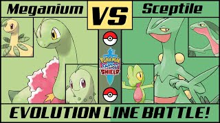 MEGANIUM vs SCEPTILE  Pokémon Evolution Battle  BDSP [upl. by Nosnibor182]